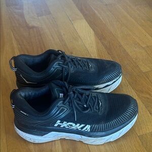 Hoka Black and White Athletic Shoes